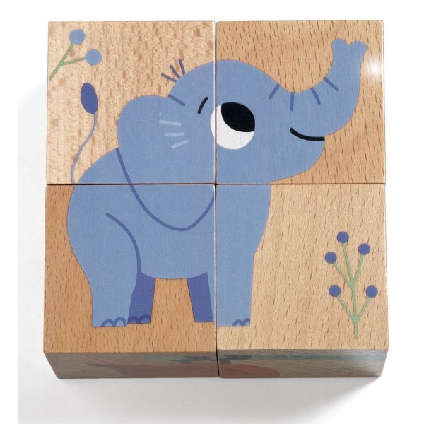Holzwürfel-Puzzle Wild & Co.