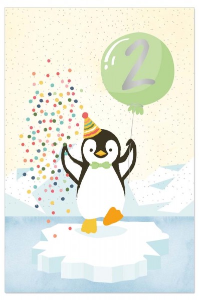 Grußkarte Kids Pinguin 2 Jahre