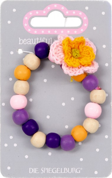 beautiful stars Holz-Armband mit Blume, lila